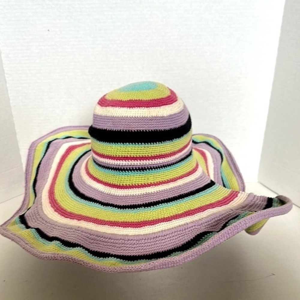 Colorful Striped Sun Hat EUC